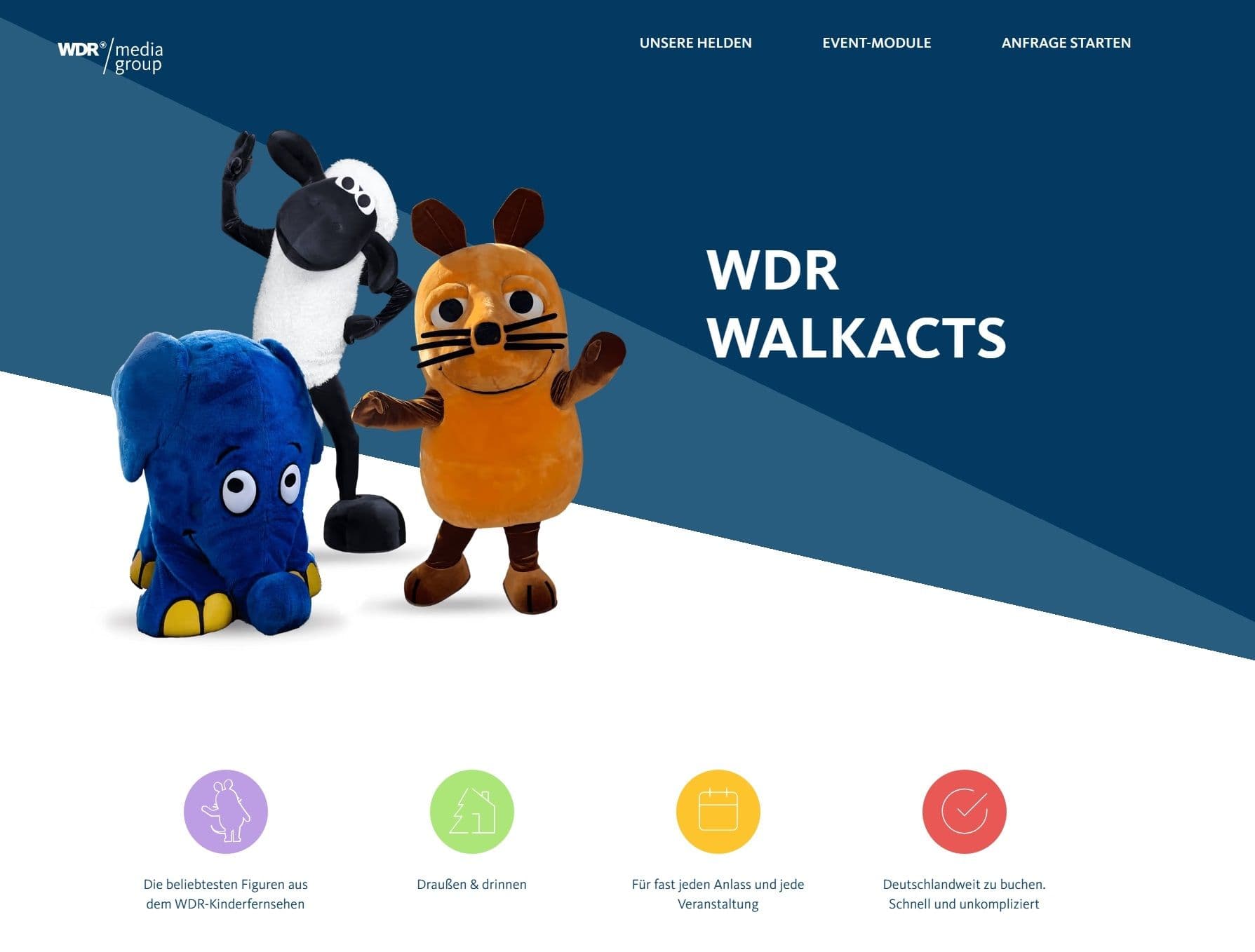 Die Startseite der Webseite der WDR Walkacts mit verschiedenen Puppen wird dargestellt.  | Bildquelle: WDR mediagroup GmbH Die Startseite der Webseite der WDR Walkacts mit verschiedenen Puppen wird dargestellt.