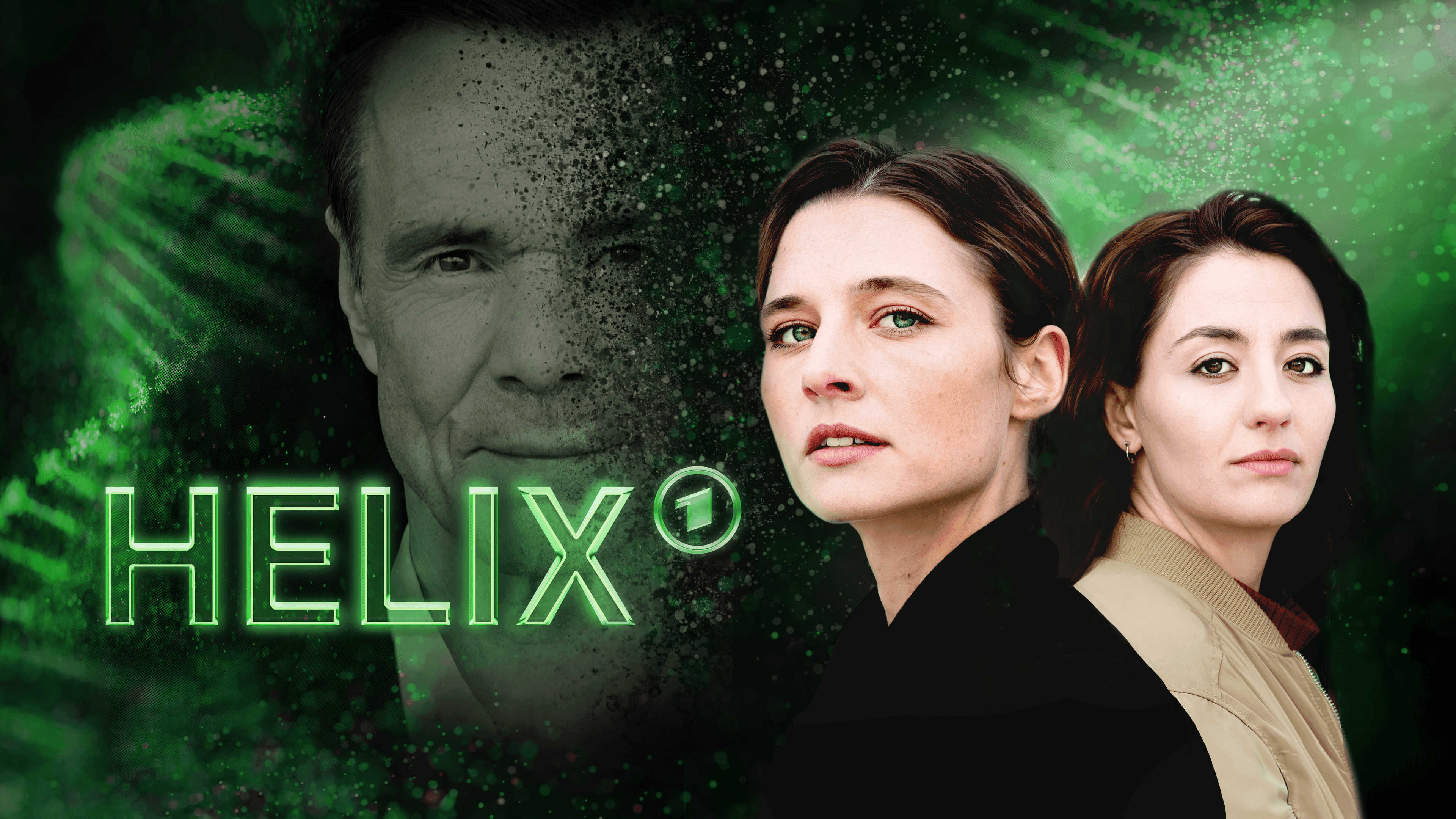 Zwei Darstellerinnen und ein Darsteller der Serie Helix sind neben dem Schriftzug HELIX  zu sehen.  | Bildquelle: WDR mediagroup GmbH Zwei Darstellerinnen und ein Darsteller der Serie Helix sind neben dem Schriftzug HELIX  zu sehen.